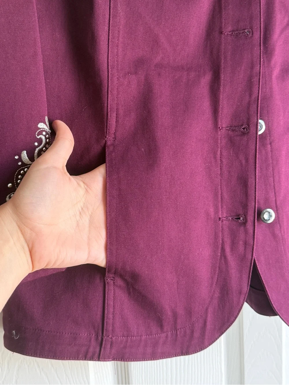 Quacker Factory by Jeanne Rice Women’s Purple Western Shirt XS